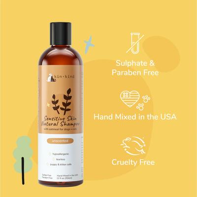 Show full view: kin+kind Natural Oatmeal Dog & Cat Shampoo, 12-fl oz bottle slide 4 of 7