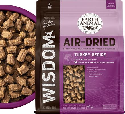 Show full view: Earth Animal Wisdom Air-Dried Chicken Recipe Premium Natural Dog Food, 2-lb bag + Turkey Recipe Premium Natural Dog Food, 2-lb bag slide 6 of 9