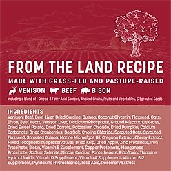 Earth Animal Wisdom From the Land Recipe Premium Natural Air-Dried Dog Food, 2-lb bag + From the Land Recipe with Venison, Beef, & Bison Premium Natural Jerky Strips Dog Treats, 4-oz bag slide 2 of 9