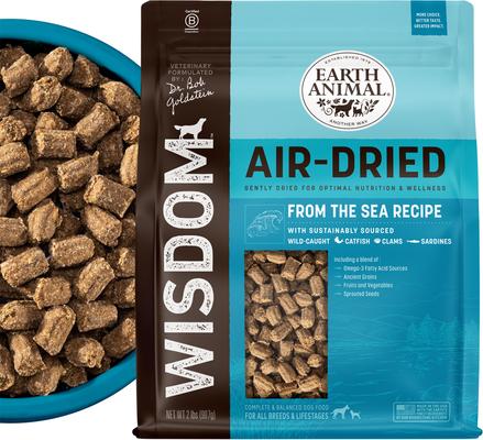 Show full view: Earth Animal Wisdom Air-Dried From the Sea Recipe Premium Natural Dog Food, 2-lb bag + From the Land Recipe Premium Natural Air-Dried Dog Food, 2-lb bag slide 2 of 9