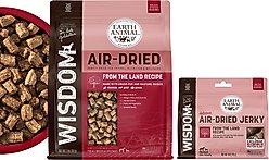 Earth Animal Wisdom From the Land Recipe Premium Natural Air-Dried Dog Food, 2-lb bag + From the Land Recipe with Venison, Beef, & Bison Premium Natural Jerky Strips Dog Treats, 4-oz bag