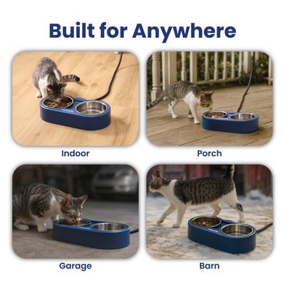 Show full view: PawsPik Heated 18/8 Stainless Steel Outdoor Cat Bowl, Blue, 3 cups slide 10 of 12