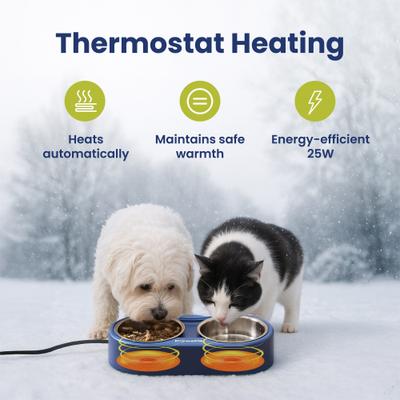 Show full view: PawsPik Heated 18/8 Stainless Steel Outdoor Cat Bowl, Blue, 3 cups slide 6 of 12