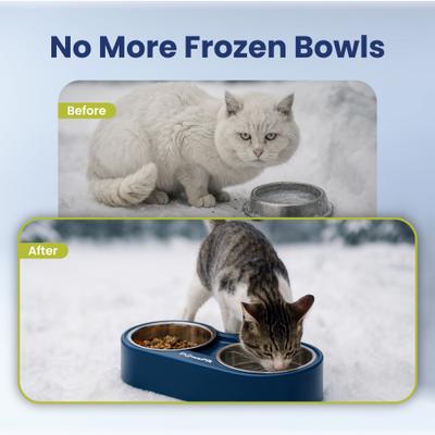 Show full view: PawsPik Heated 18/8 Stainless Steel Outdoor Cat Bowl, Blue, 3 cups slide 7 of 12