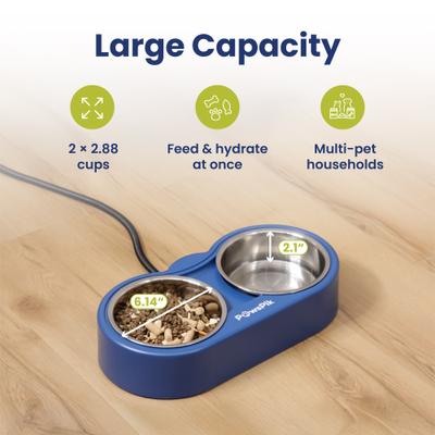 Show full view: PawsPik Heated 18/8 Stainless Steel Outdoor Cat Bowl, Blue, 3 cups slide 8 of 12