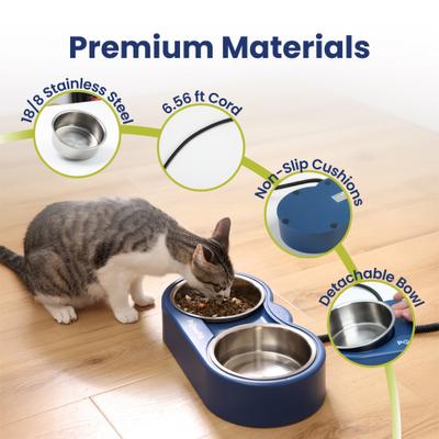 Show full view: PawsPik Heated 18/8 Stainless Steel Outdoor Cat Bowl, Blue, 3 cups slide 4 of 12