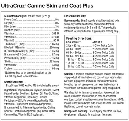 Show full view: UltraCruz Skin & Coat Dog Supplement, 120 count slide 3 of 5