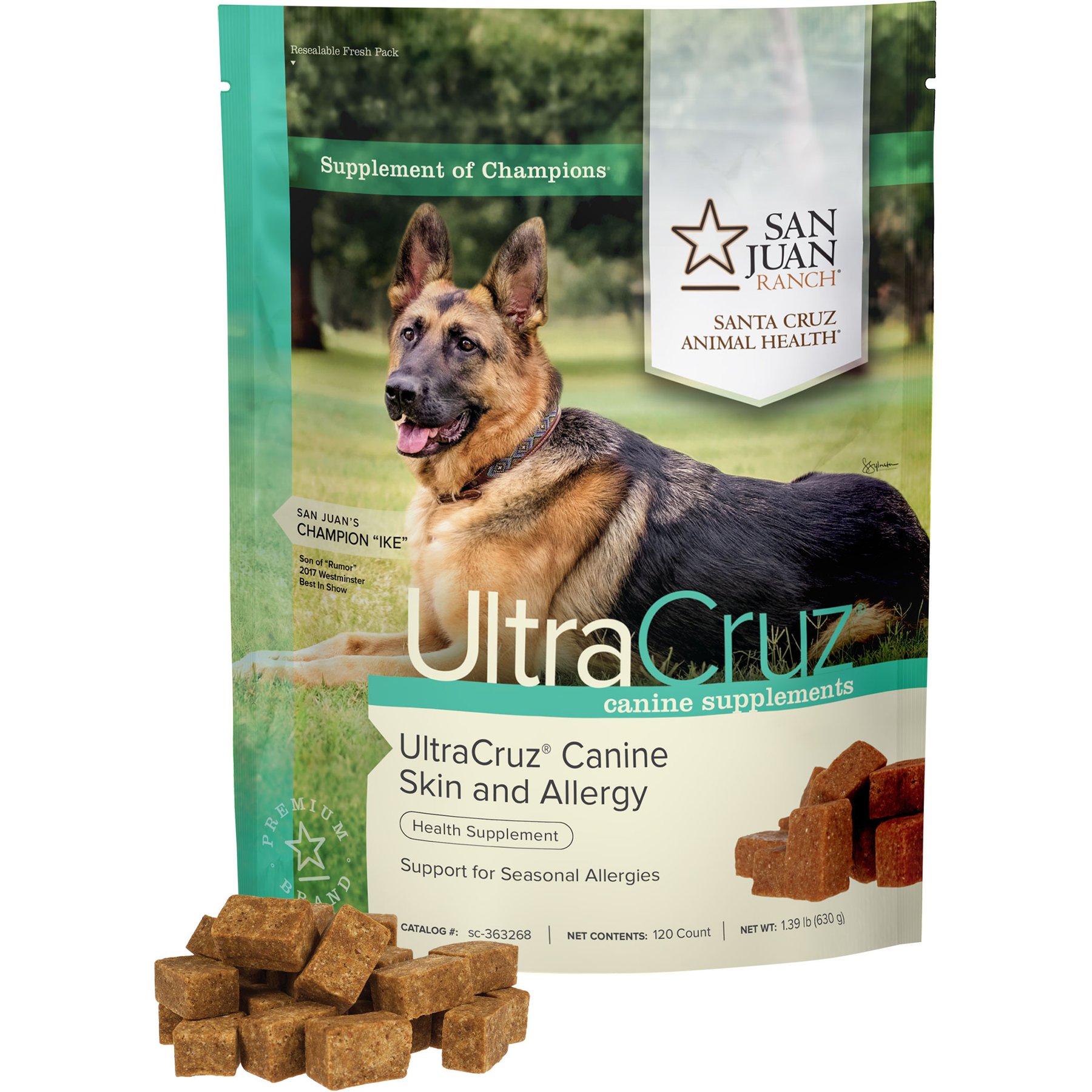 UltraCruz Skin & Allergy Dog Supplement, 120 count