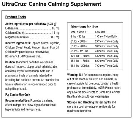 Show full view: UltraCruz Calming Dog Supplement, 60 count slide 3 of 6