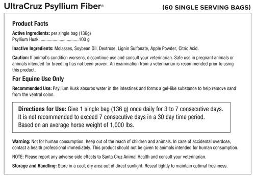 Show full view: UltraCruz Psyllium Fiber Digestive Pellets Horse Supplement, 60 Day Singles slide 2 of 5