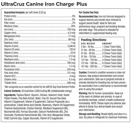 Show full view: UltraCruz Iron Charge Plus Dog Supplement, 120 count slide 3 of 6