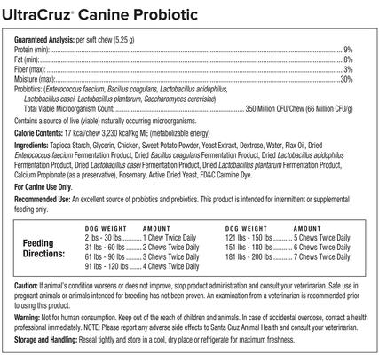 Show full view: UltraCruz Probiotic Dog Supplement, 120 count slide 3 of 6