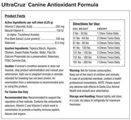 Show full view: UltraCruz Antioxidant Formula Dog Supplement, 120 count slide 3 of 5