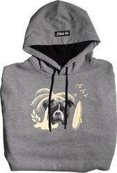 ISlide Dog Surfboard Personalized Hoodie, Grey, 3X-Large