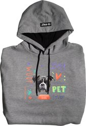 ISlide Dog Pattern Personalized Hoodie, Grey, Large