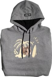 ISlide Cat Surfboard Personalized Hoodie, Grey, 3X-Large