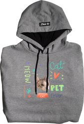 ISlide Cat Pattern Personalized Hoodie, Grey, 3X-Large