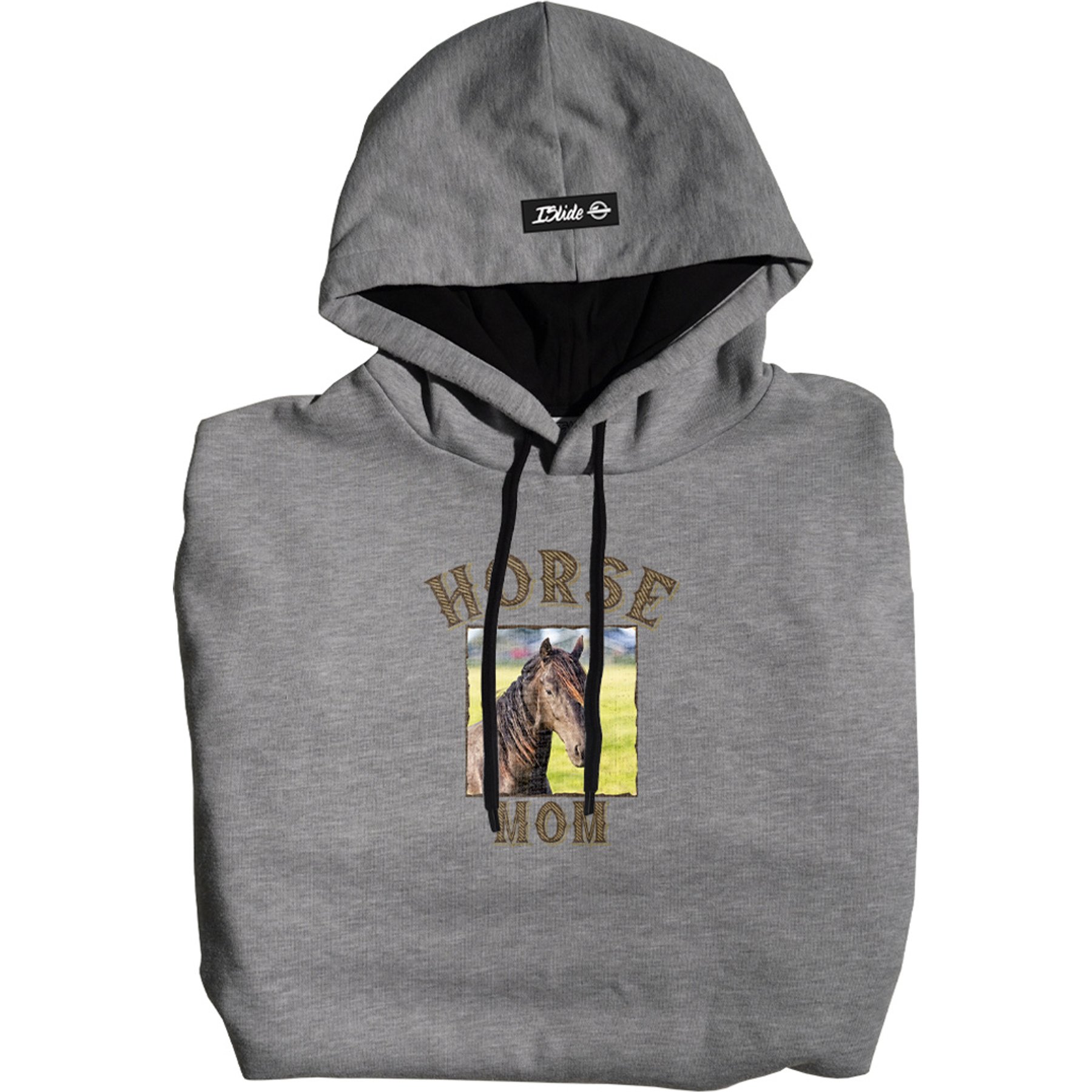 ISlide Horse Mom Personalized Hoodie, Grey, X-Large