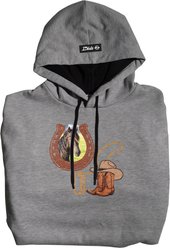 ISlide Horse Boots & Lasso Personalized Hoodie, Grey, 3X-Large