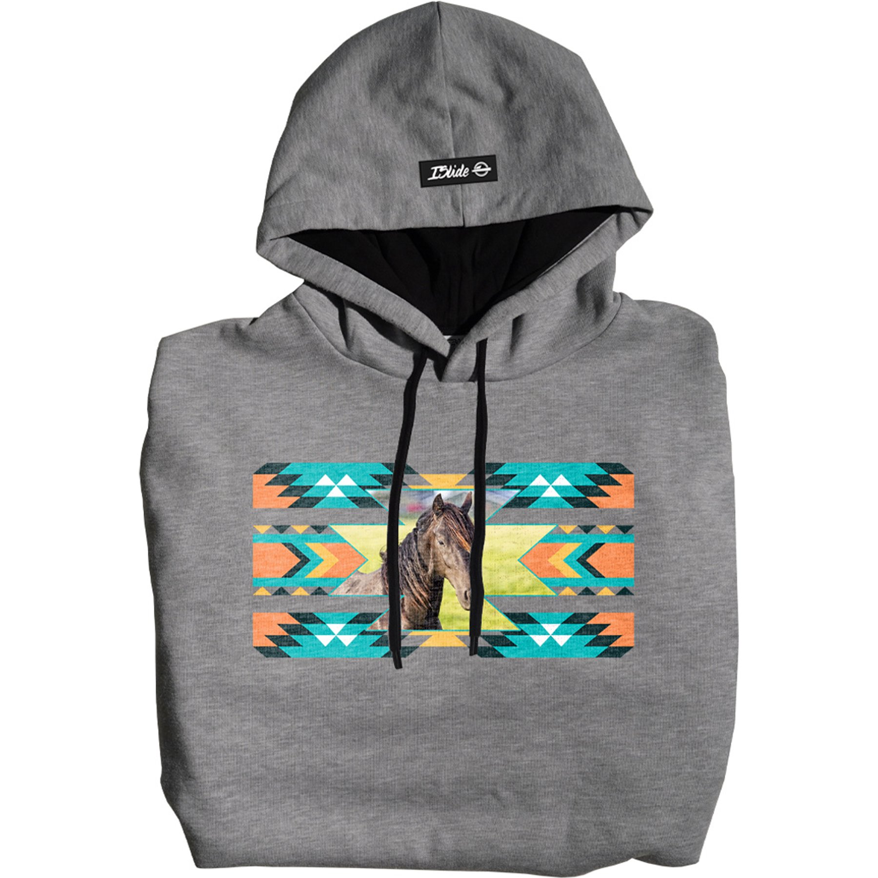 ISlide Horse Aztec Personalized Hoodie, Grey, Small