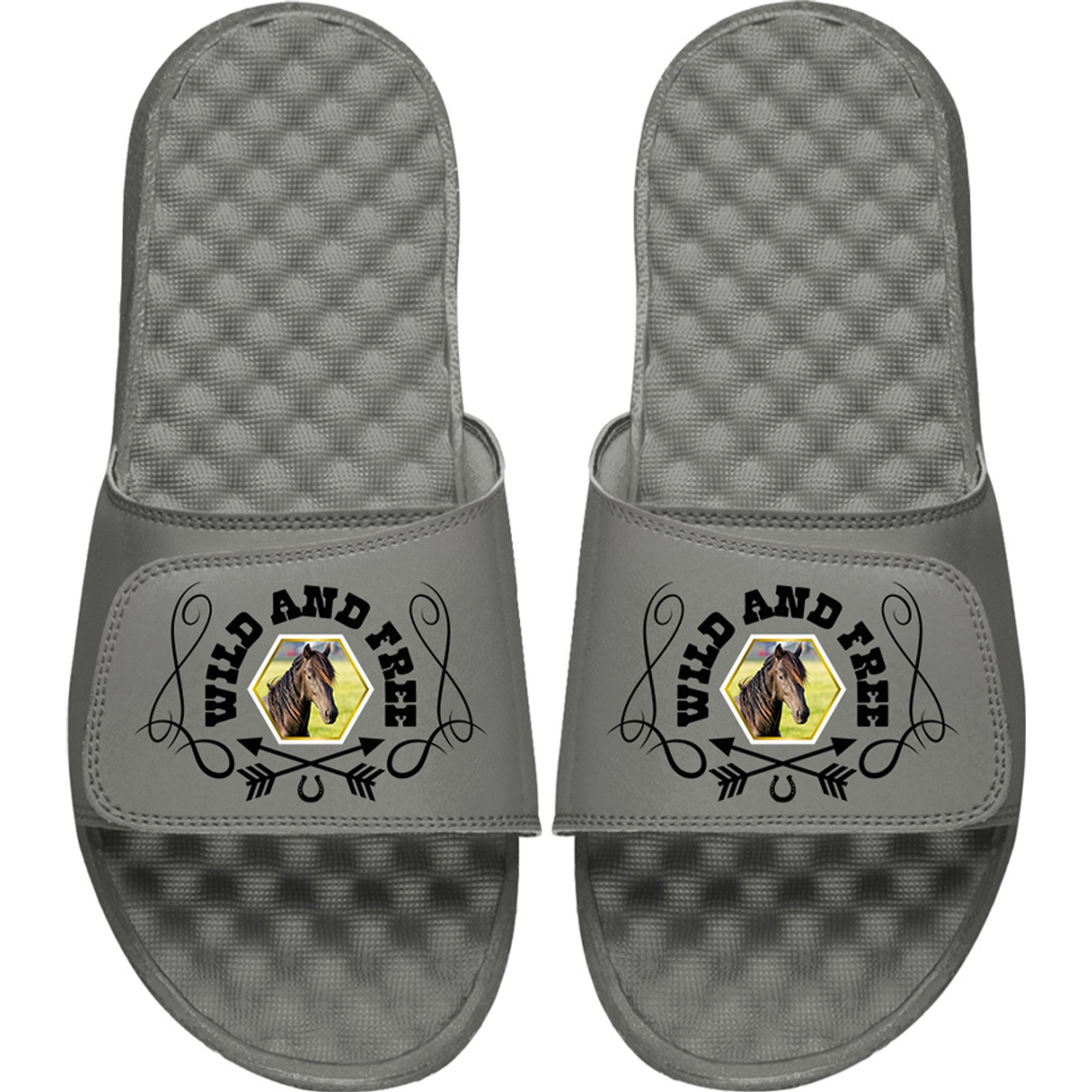 ISlide Mantra Horse Wild & Free Personalized Slides, Grey, W10 / M9