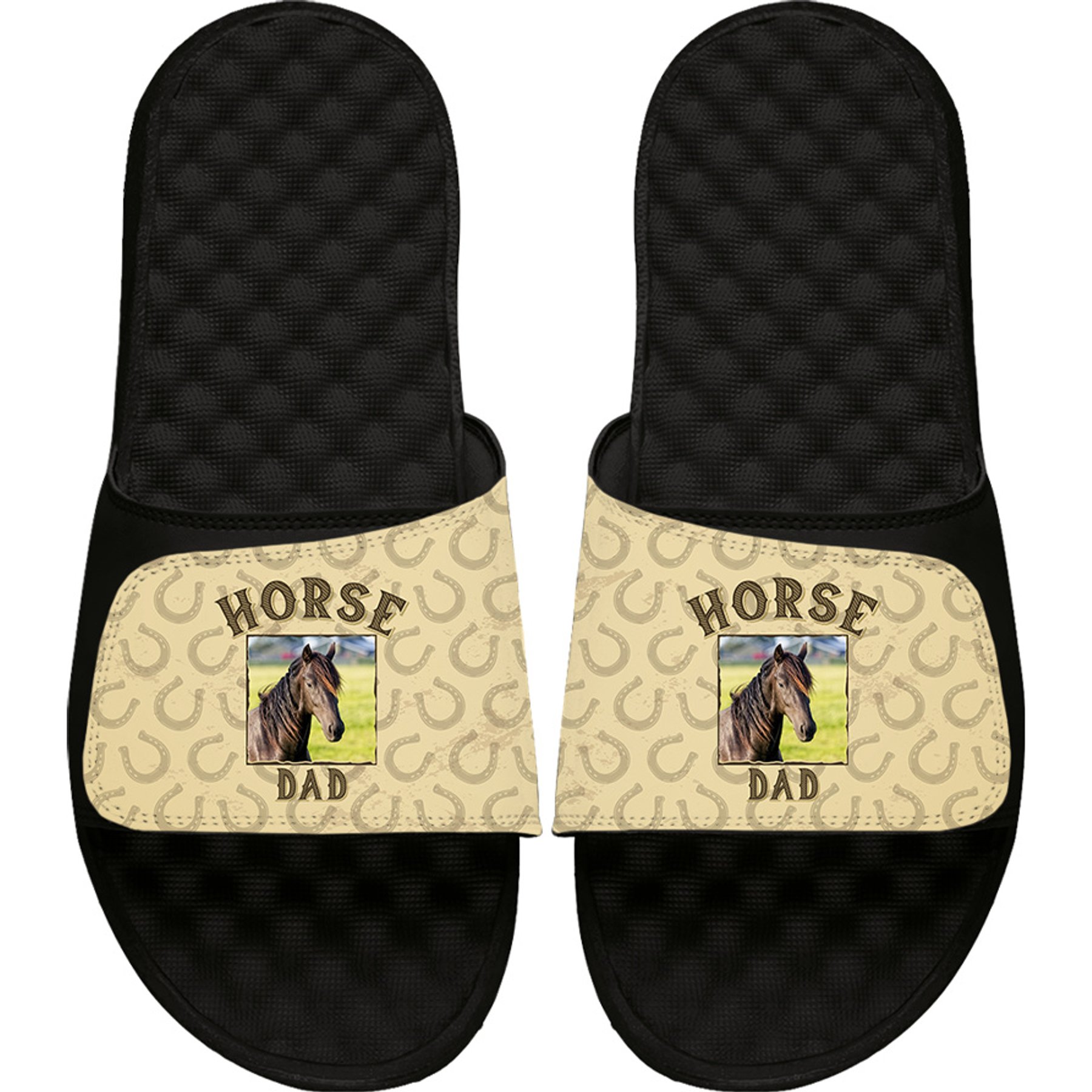 ISlide Mantra Horse Dad Personalized Slides, Black, 1/2 Y