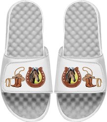 ISlide Mantra Horse Boots & Lasso Personalized Slides, Great White, W14 / M13