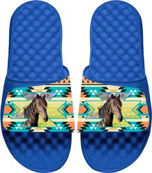 ISlide Mantra Horse Aztec Personalized Slides, Royal Blue, W14 / M13