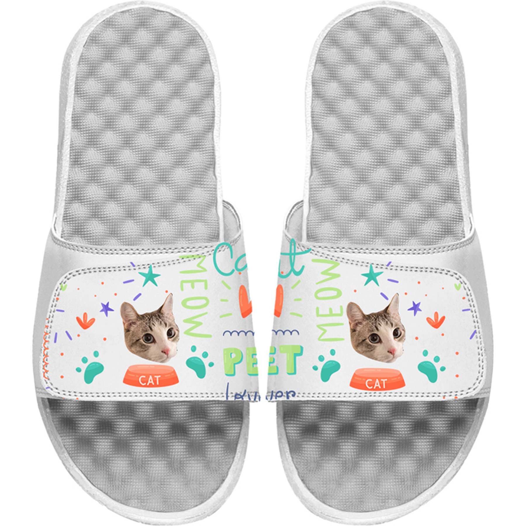 ISlide Mantra Cat Pattern Personalized Slides, Great White, W6 / M5