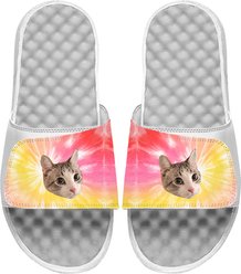 ISlide Mantra Cat Tie-Dye Personalized Slides, Great White, W14 / M13