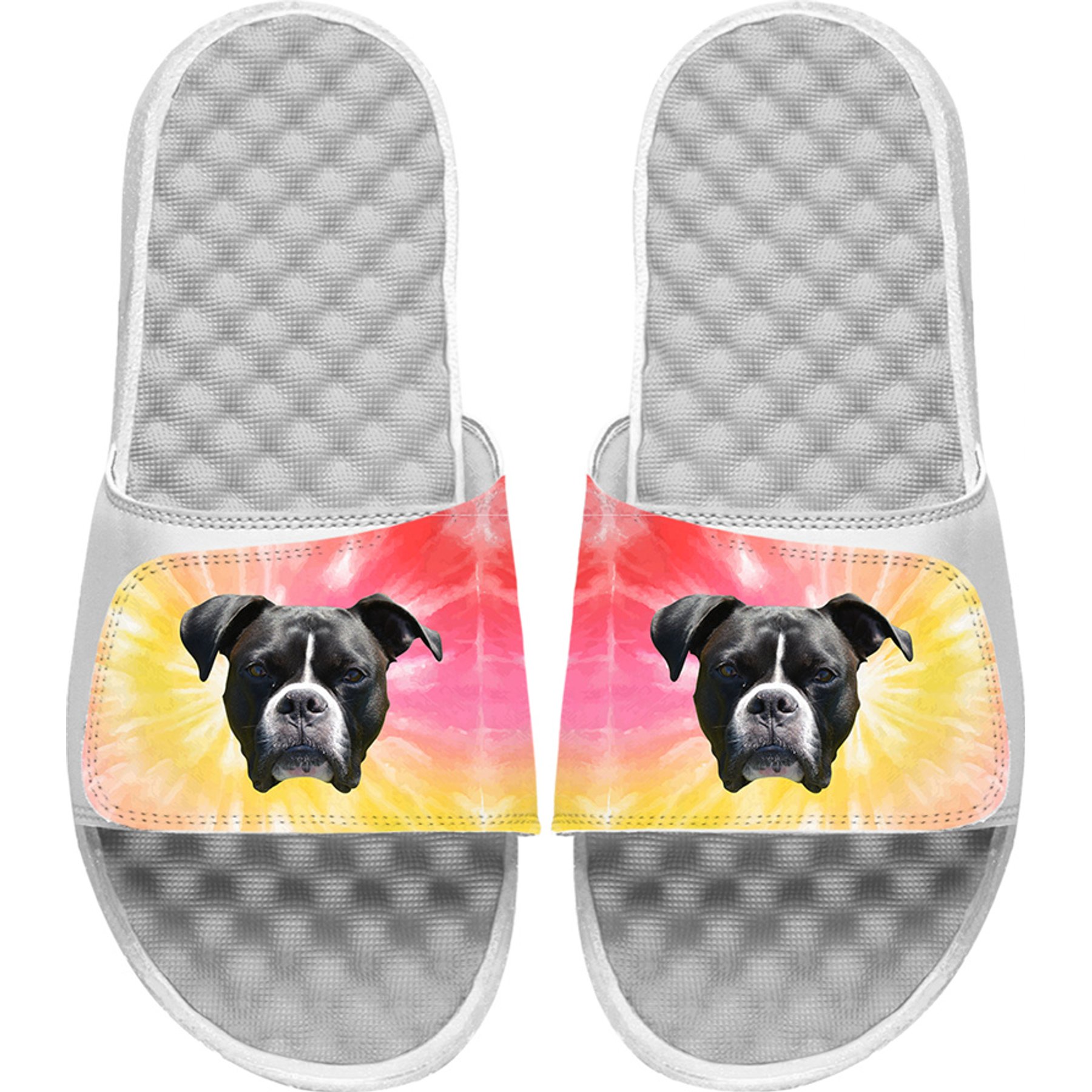 ISlide Mantra Dog Tie-Dye Personalized Slides, Great White, W6 / M5