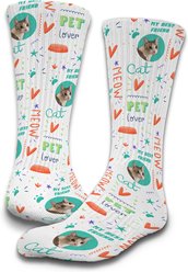ISlide Lifestyle Cat Pattern Personalized Socks, Large