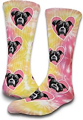 ISlide Lifestyle Dog Tie-Dye Personalized Socks, Pink, Medium