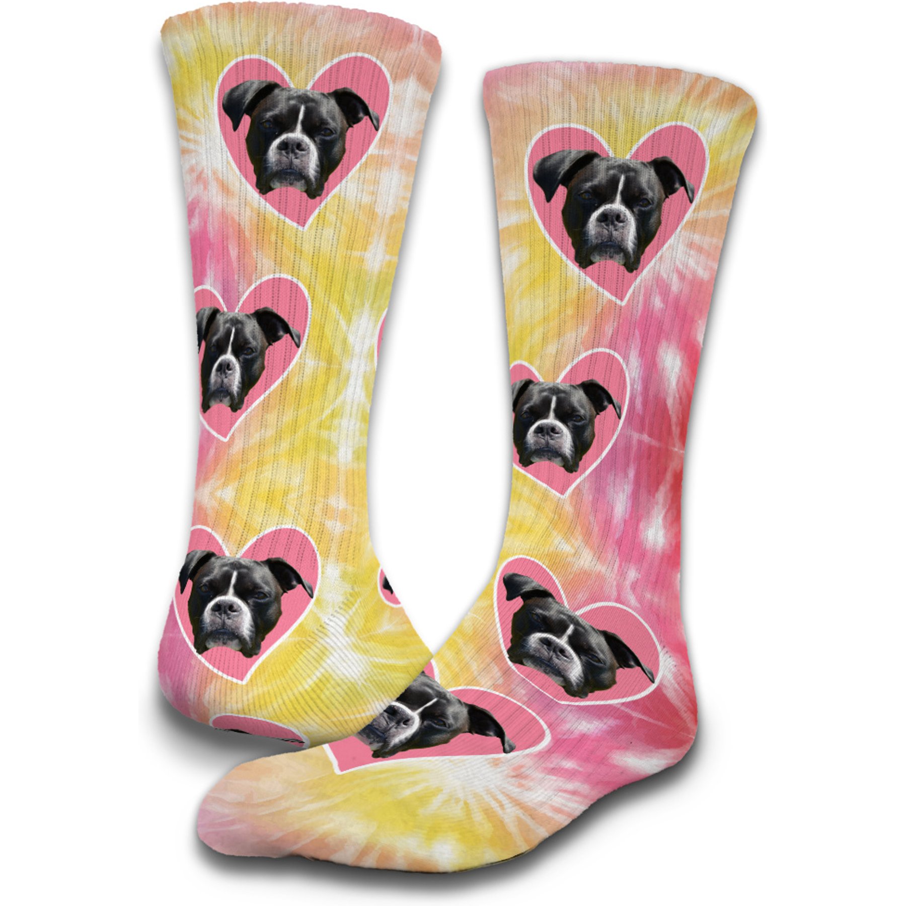 ISlide Lifestyle Dog Tie-Dye Personalized Socks, Pink, Small