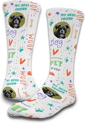 ISlide Lifestyle Dog Pattern Personalized Socks, Medium