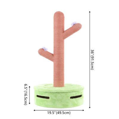 Show full view: THE LICKER STORE Rosa Modern 36-in Jute Cactus with Flower Scratching Post, Pink/Green slide 5 of 10