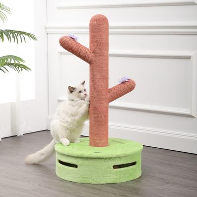 Show full view: THE LICKER STORE Rosa Modern 36-in Jute Cactus with Flower Scratching Post, Pink/Green slide 3 of 10