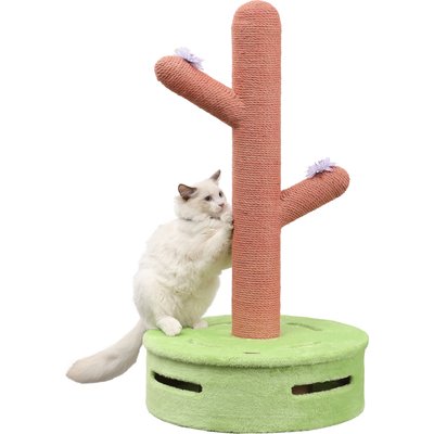 THE LICKER STORE THE LICKER STORE Rosa Modern 36-in Jute Cactus with Flower Scratching Post, Pink/Green