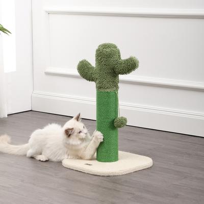 Show full view: THE LICKER STORE Pecos Modern 21-in Jute Cactus Cat Scratching Post with Fuzzy Toy, Green/White slide 7 of 9