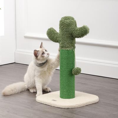 Show full view: THE LICKER STORE Pecos Modern 21-in Jute Cactus Cat Scratching Post with Fuzzy Toy, Green/White slide 6 of 9