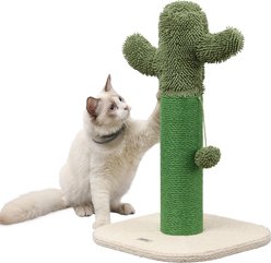 THE LICKER STORE Pecos Modern 21-in Jute Cactus Cat Scratching Post with Fuzzy Toy, Green/White