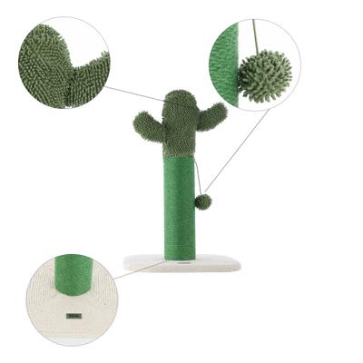 Show full view: THE LICKER STORE Pecos Modern 21-in Jute Cactus Cat Scratching Post with Fuzzy Toy, Green/White slide 5 of 9