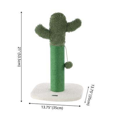 Show full view: THE LICKER STORE Pecos Modern 21-in Jute Cactus Cat Scratching Post with Fuzzy Toy, Green/White slide 4 of 9
