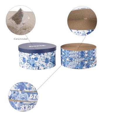 Show full view: THE LICKER STORE Kate Modern 12-in Patterned Cardboard Reversible Cat Scratcher Pad in Box with Catnip, 5 count, Blue/White slide 6 of 9