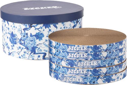 Show full view: THE LICKER STORE Kate Modern 12-in Patterned Cardboard Reversible Cat Scratcher Pad in Box with Catnip, 5 count, Blue/White slide 7 of 9