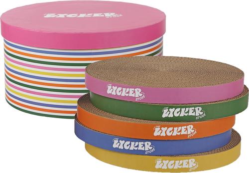 Show full view: THE LICKER STORE Kate Modern 12-in Patterned Cardboard Reversible Cat Scratcher Pad in Box with Catnip, 5 count, Multicolor slide 6 of 8