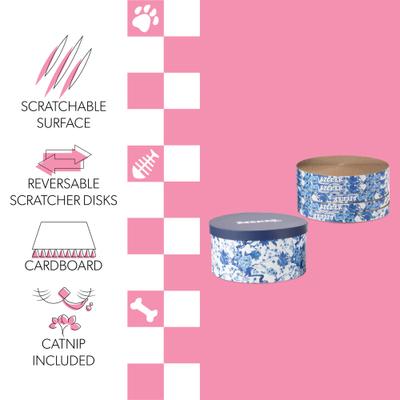 Show full view: THE LICKER STORE Kate Modern 12-in Patterned Cardboard Reversible Cat Scratcher Pad in Box with Catnip, 5 count, Blue/White slide 4 of 9