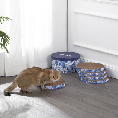 Show full view: THE LICKER STORE Kate Modern 12-in Patterned Cardboard Reversible Cat Scratcher Pad in Box with Catnip, 5 count, Blue/White slide 3 of 9