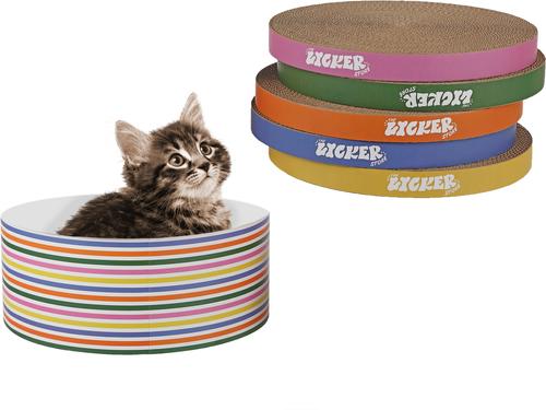 Show full view: THE LICKER STORE Kate Modern 12-in Patterned Cardboard Reversible Cat Scratcher Pad in Box with Catnip, 5 count, Multicolor slide 7 of 8