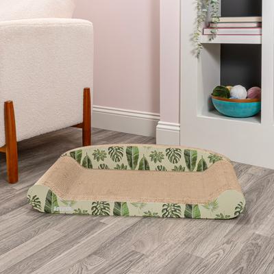 Show full view: THE LICKER STORE Montego Coastal Patterned 27.5-in Cardboard Lounge Bed Cat Scratcher with Catnip, Mint/Green slide 8 of 11